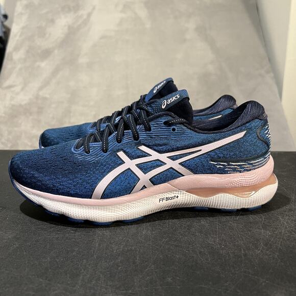 ASICS Gel Nimbus 24 Shoes Womens 10 Blue White FF Blast Running Sneakers Wide - Picture 3 of 10